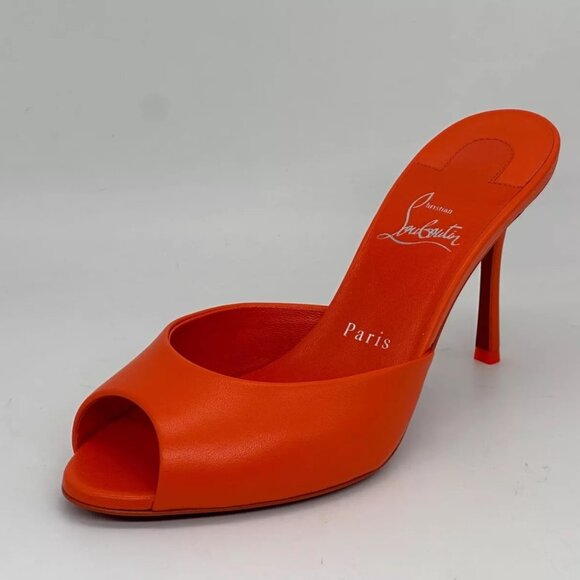 Christian Louboutin ME DOLLY 85 Leather Mule Sandals Heels Shoes Vitamine - Picture 3 of 12